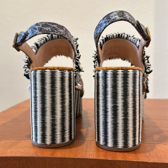 Coach raffia-adorned platform Nita Sandal mixed media like new! - Picture 6 of 12
